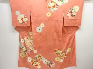 大正ロマン　紋錦紗　花丸文様刺繍着物